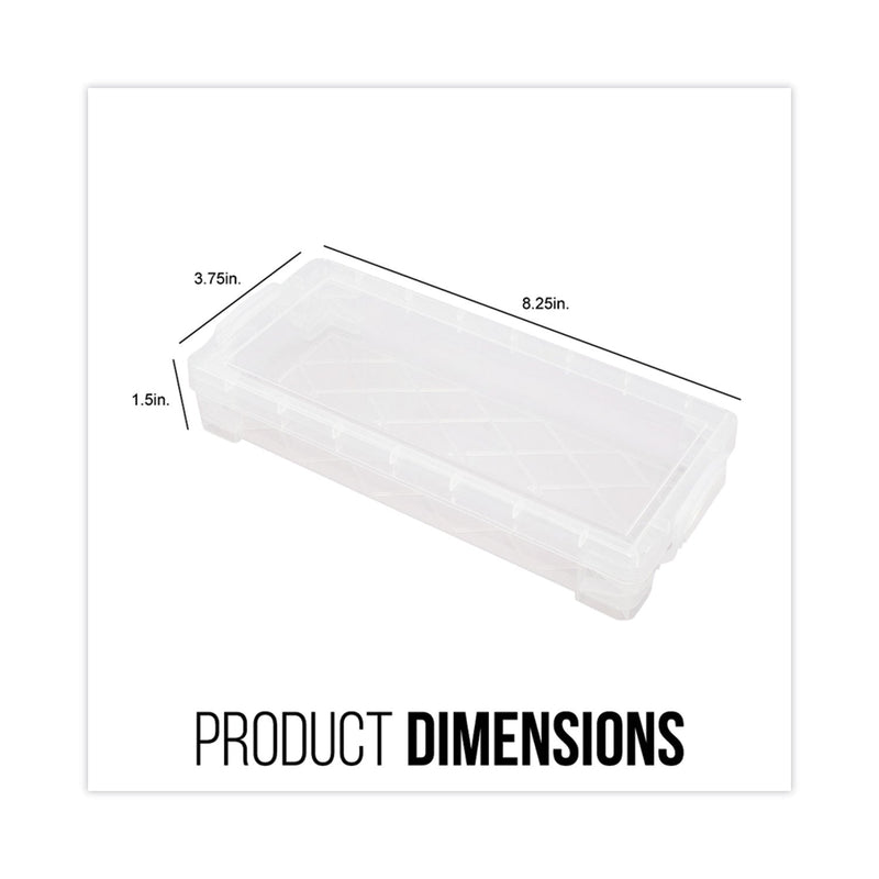 Advantus Super Stacker Pencil Box, Plastic, 8.25 x 3.75 x 1.5, Clear