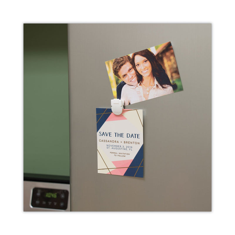 Advantus Magnetic/Adhesive Clips, 0.25" Jaw Capacity, White, 20/Box