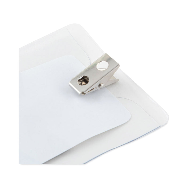 Advantus ID Badge Holders with Clip, Vertical, Clear 3.8" x 4.25" Holder, 3.13" x 3.75" Insert, 50/Pack