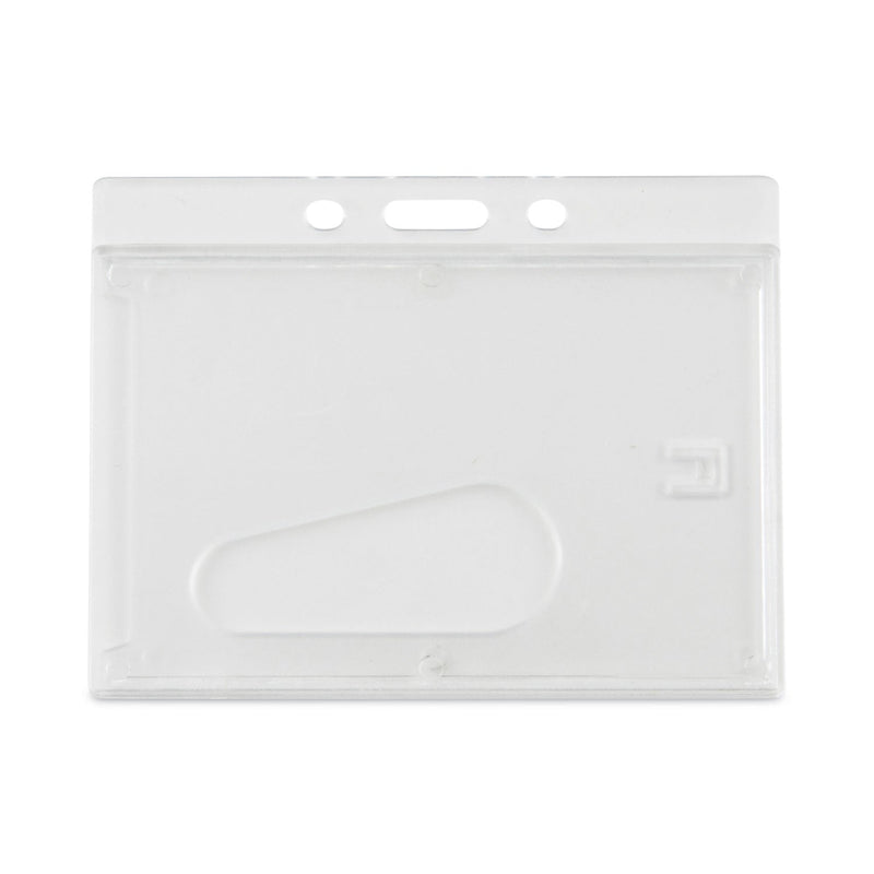 Advantus Frosted One-Card Rigid Badge Holders, Horizontal, Frosted 3.68" x 2.75" Holder, 3.38" x 2.13" Insert, 25/Box