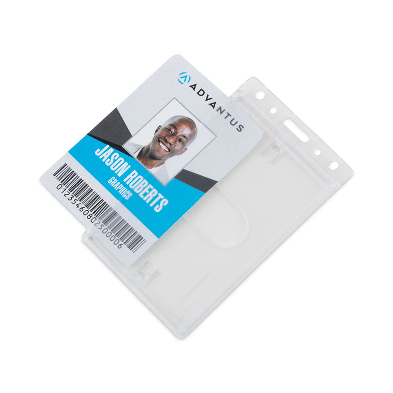 Advantus Frosted Two-Card Rigid Badge Holders, Vertical, Frosted 2.5" x 4.13" Holder, 2.13" x 3.38" Insert, 25/Box