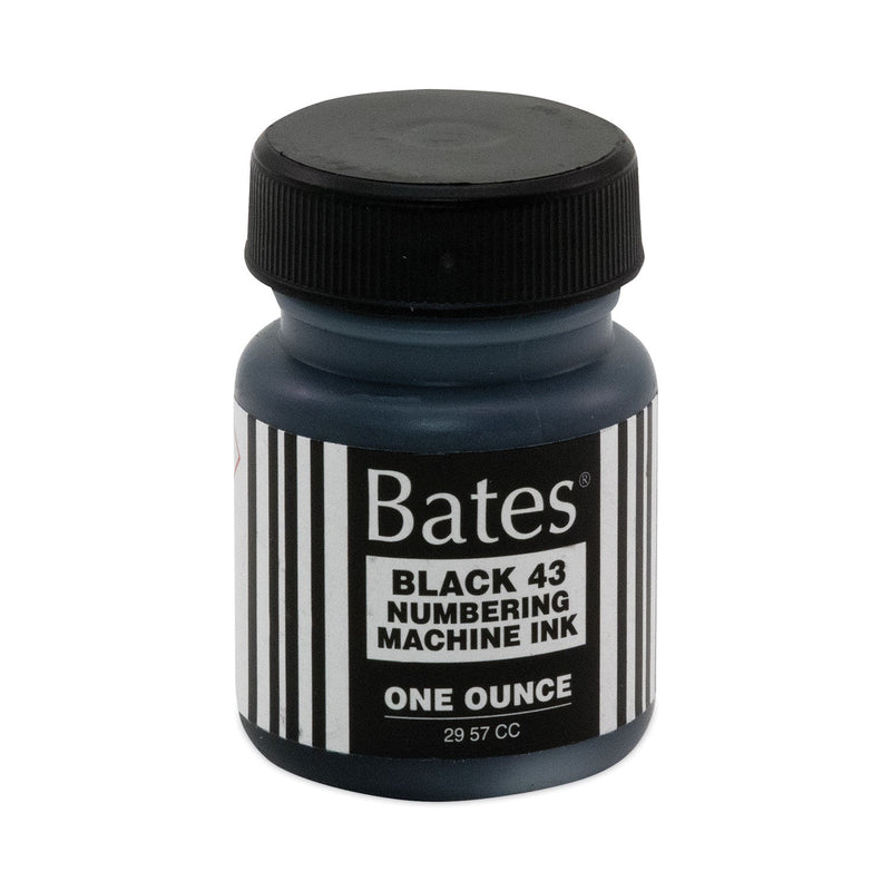 Bates Refill Ink for Numbering Machines, 1 oz Bottle, Black