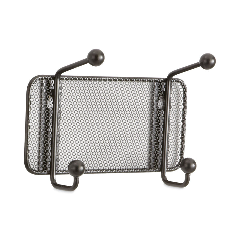 Safco Onyx Mesh Wall Racks, 2-Hook, 8.5w x 3d x 5.5h, Black