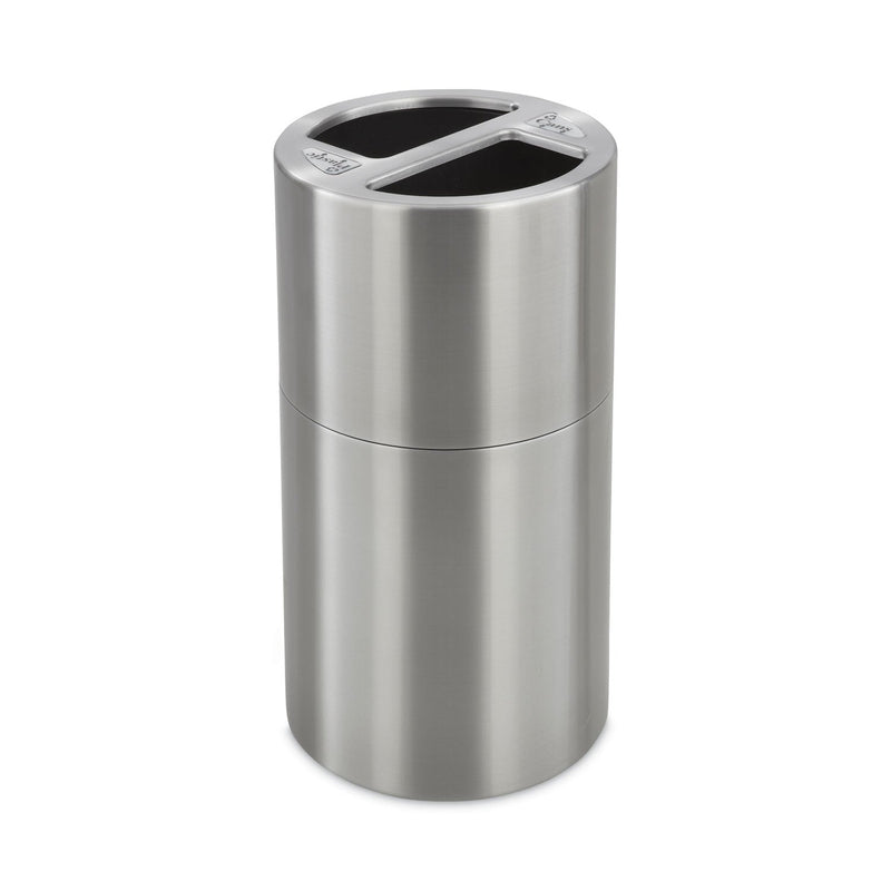 Safco Dual Recycling Receptacle, 30 gal, Stainless Steel