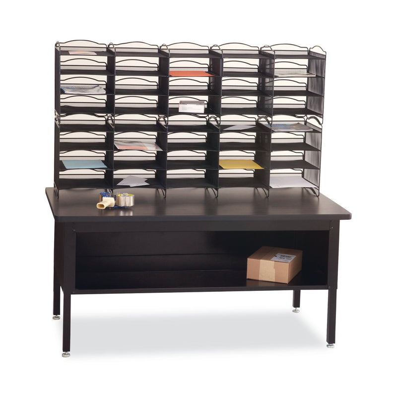 Safco Onyx Mesh Literature Sorter, 20 Compartments, 19 x 15.25 x 59, Black