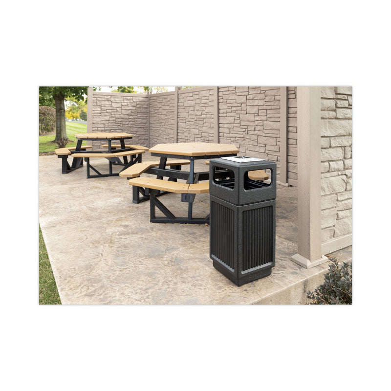 Safco Canmeleon Ash/Trash Receptacle, Square, Polyethylene, 15 gal, Textured Black