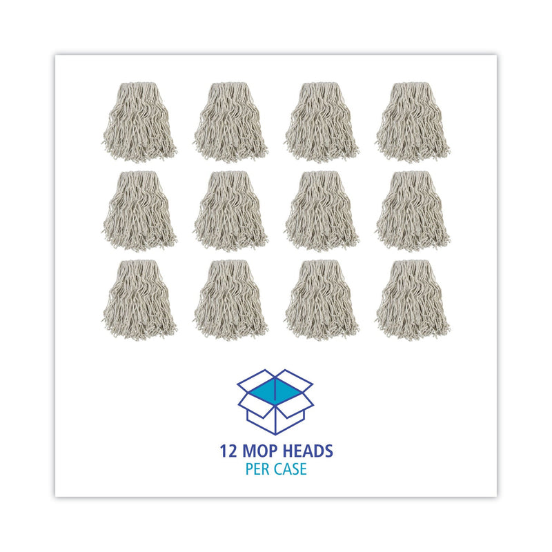 Boardwalk Banded Cotton Mop Head, #24, White, 12/Carton