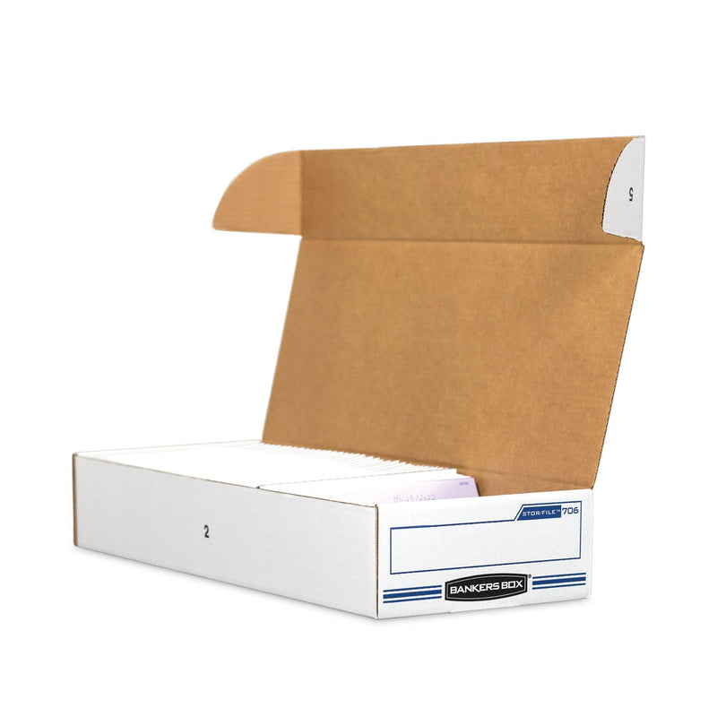 Bankers Box STOR/FILE Check Boxes, 9.25" x 25" x 4.13", White/Blue, 12/Carton