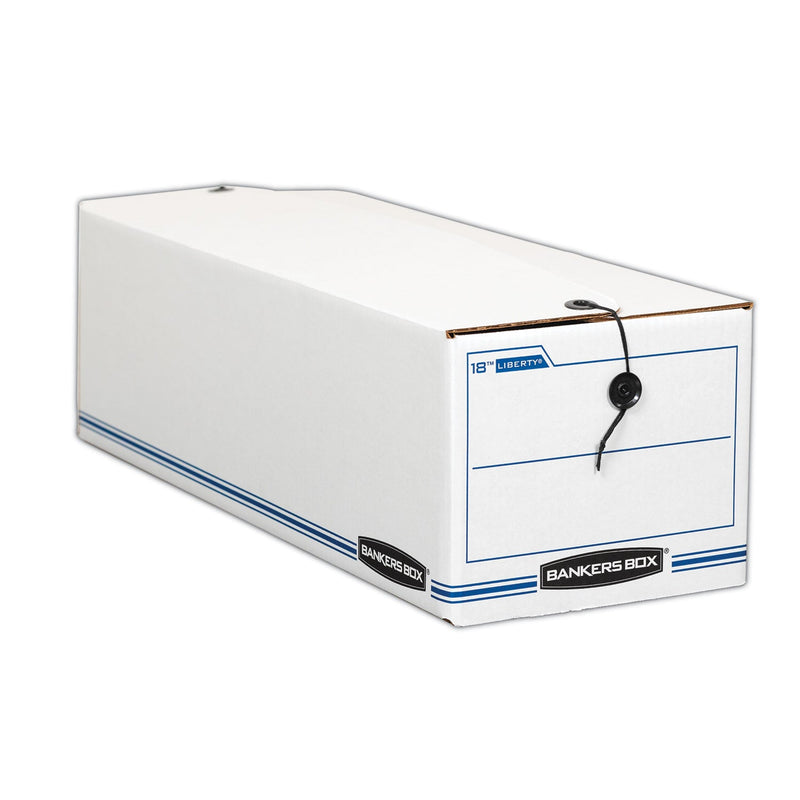 Bankers Box LIBERTY Check and Form Boxes, 9.75" x 23.75" x 6.25", White/Blue, 12/Carton