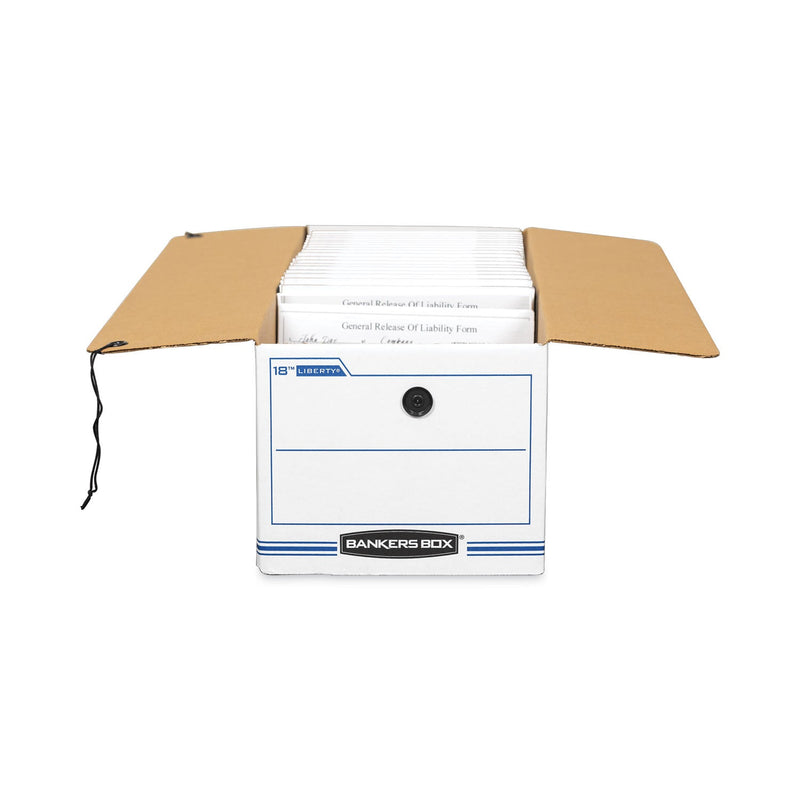 Bankers Box LIBERTY Check and Form Boxes, 9.75" x 23.75" x 6.25", White/Blue, 12/Carton