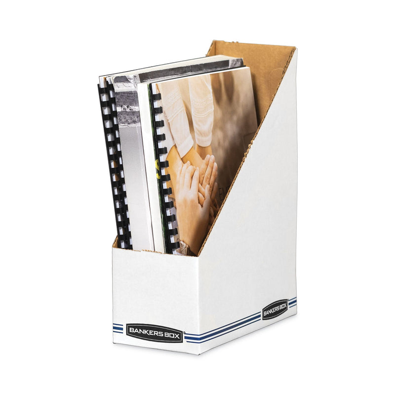 Bankers Box Stor/File Corrugated Magazine File, 4 x 9.25 x 11.75, White, 12/Carton