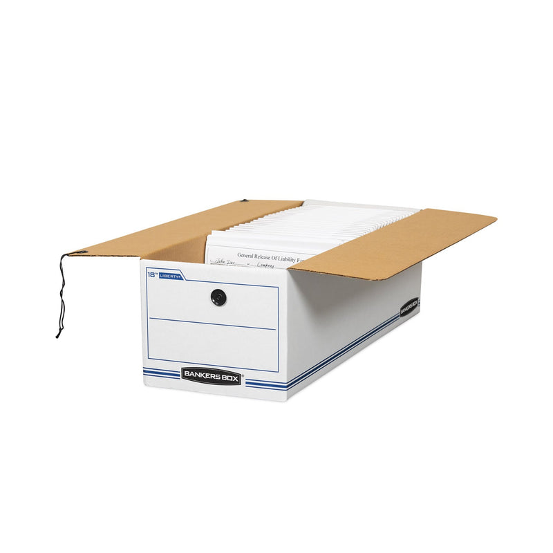 Bankers Box LIBERTY Check and Form Boxes, 9.75" x 23.75" x 6.25", White/Blue, 12/Carton