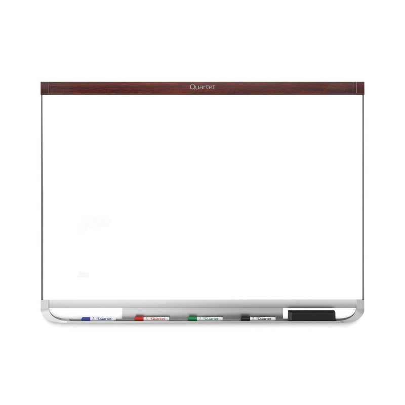 Quartet Prestige 2 DuraMax Magnetic Porcelain Whiteboard, 72 x 48, Mahogany Frame