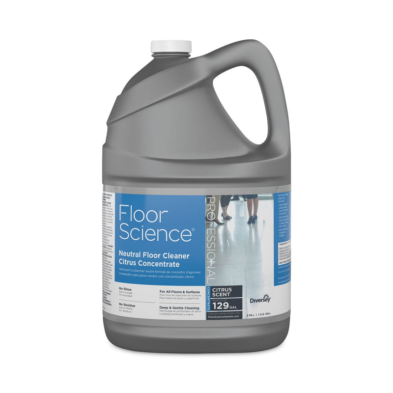 Diversey Floor Science Neutral Floor Cleaner Concentrate, Citrus Scent, 1 gal, 4/Carton