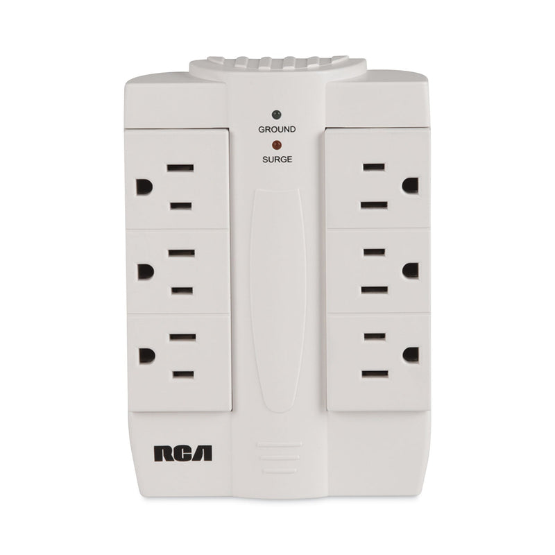 RCA 6 Outlet Swivel Surge Protector, 6 AC Outlets, 1,200 J, White