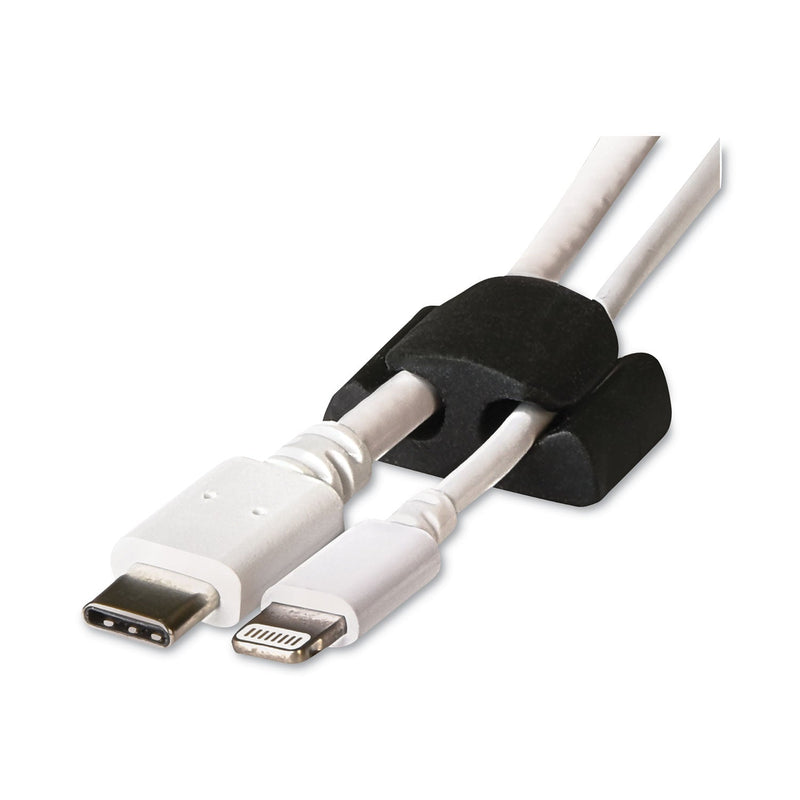 RCA Two Channel Cable Holder, 2" x 2", Black, 6/Pack