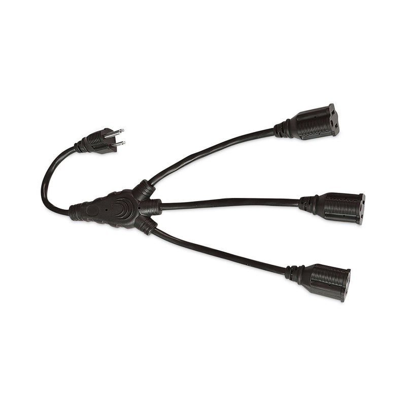 RCA Three-Outlet Cord Splitter, 18", 13 A, Black