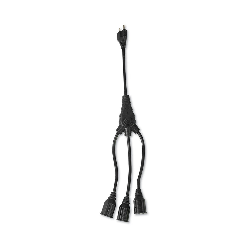 RCA Three-Outlet Cord Splitter, 18", 13 A, Black