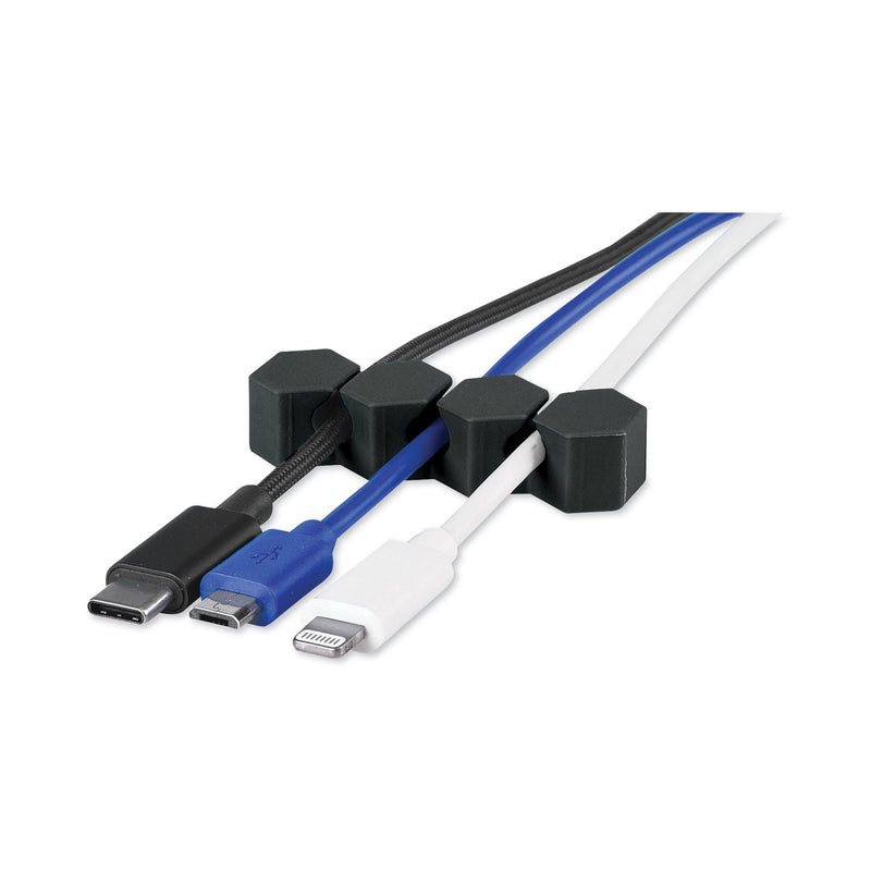 RCA Three Channel Cable Holder, 2" x 2", Black, 4/Pack