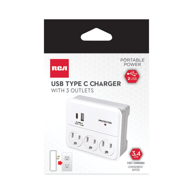 RCA 3-Outlet Wall Tap, White