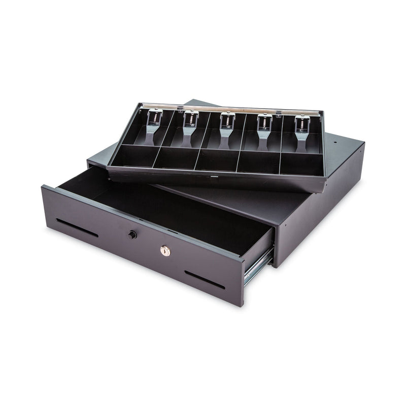 CONTROLTEK Metal Cash Drawer, Coin/Cash, 10 Compartments, 16 x 11.25 x 2.25, Black