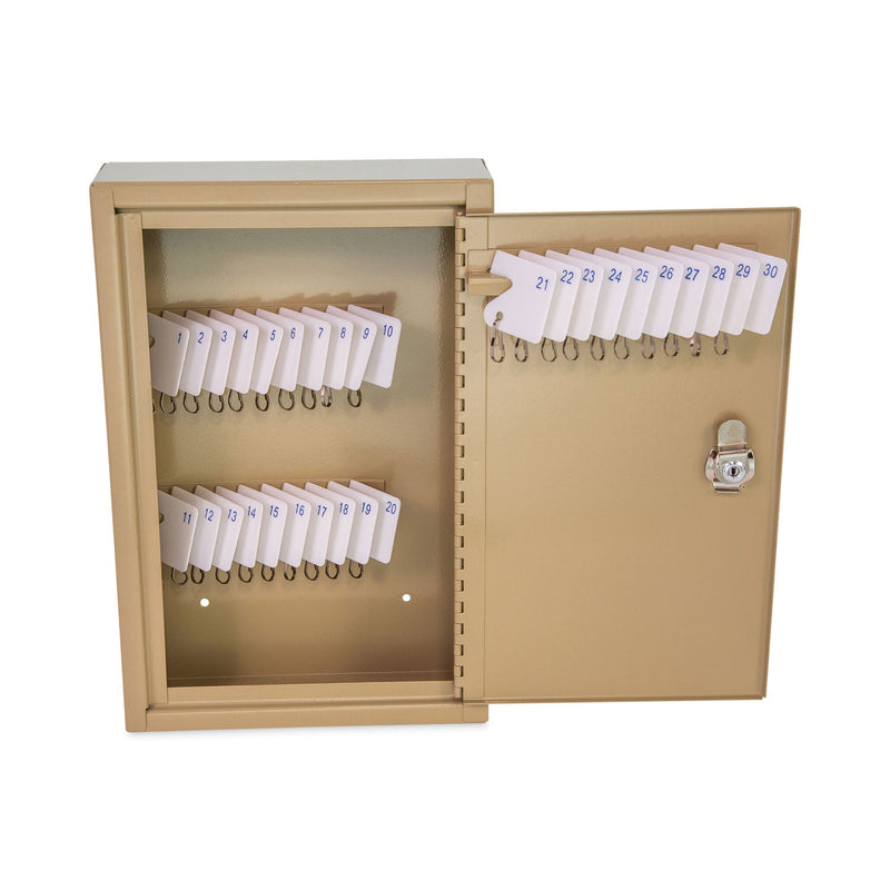 CONTROLTEK Key Lockable Key Cabinet, 30-Key, Metal, Sand, 8 x 2.63 x 12.13