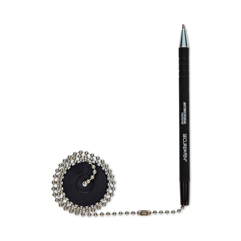 CONTROLTEK Antimicrobial Counter Chain Pen, Medium, 1 mm, Black Ink, Black