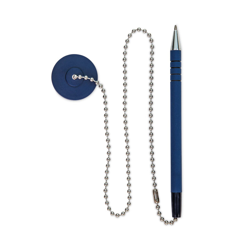 CONTROLTEK Antimicrobial Counter Chain Pen, Medium, 1 mm, Blue Ink, Blue