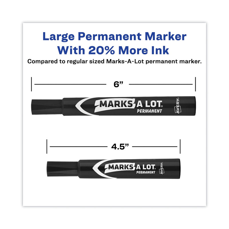 Avery MARKS A LOT Large Desk-Style Permanent Marker, Broad Chisel Tip, Black, Dozen (8888)