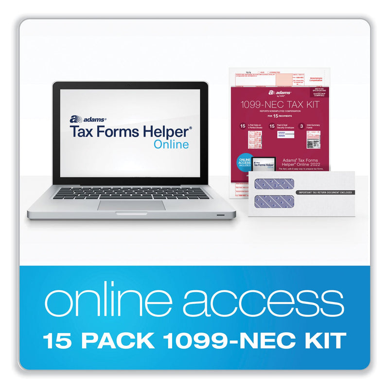 Adams Five-Part 1099-NEC Online Tax Kit, Five-Part Carbonless, 3.66 x 8.5, 15/Pack