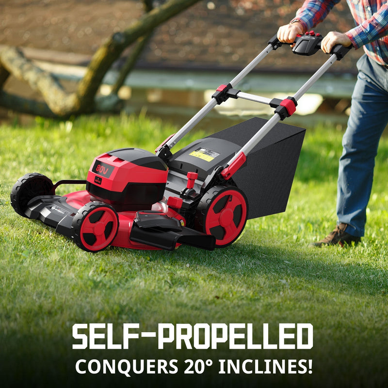 80V 21" Cordless Self-propelled Lawn Mower w/ 6Ah Battery & Charger PS76821SRB