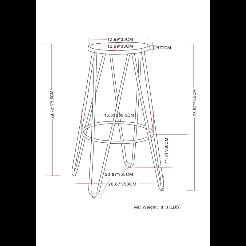 Simeon - Multifunctional Metal Stool With Wood Seat
