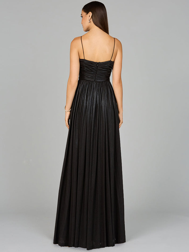 High Slit Metallic Jersey Dress - OUTLET