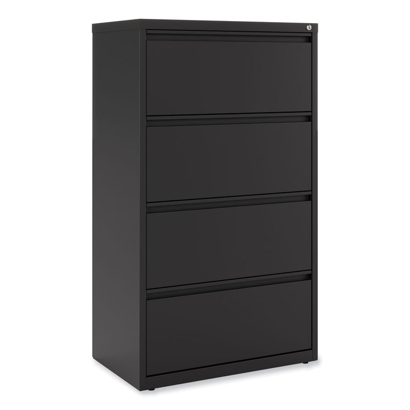 Alera Lateral File, 4 Legal/Letter-Size File Drawers, Black, 30" x 18.63" x 52.5"