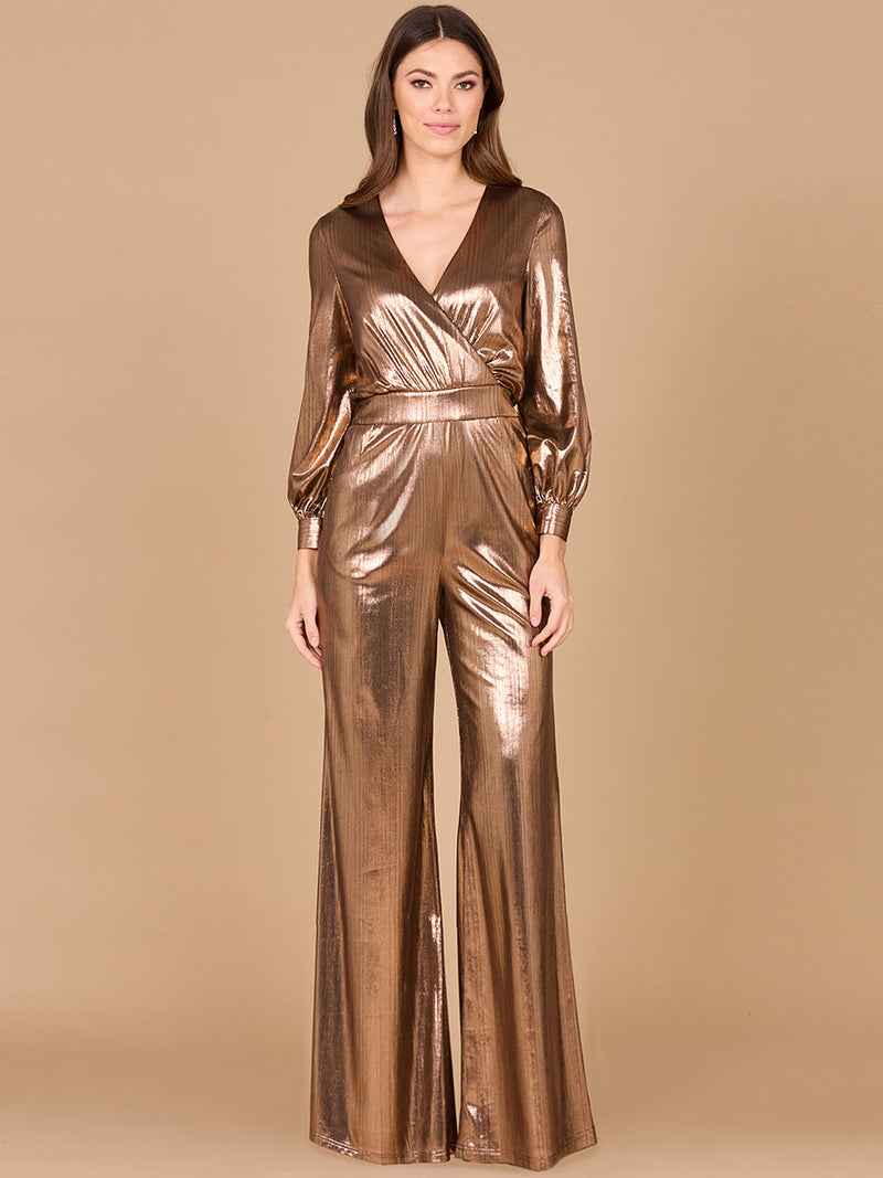 Metallic Shimmer Jumpsuit with Pockets - OUTLET