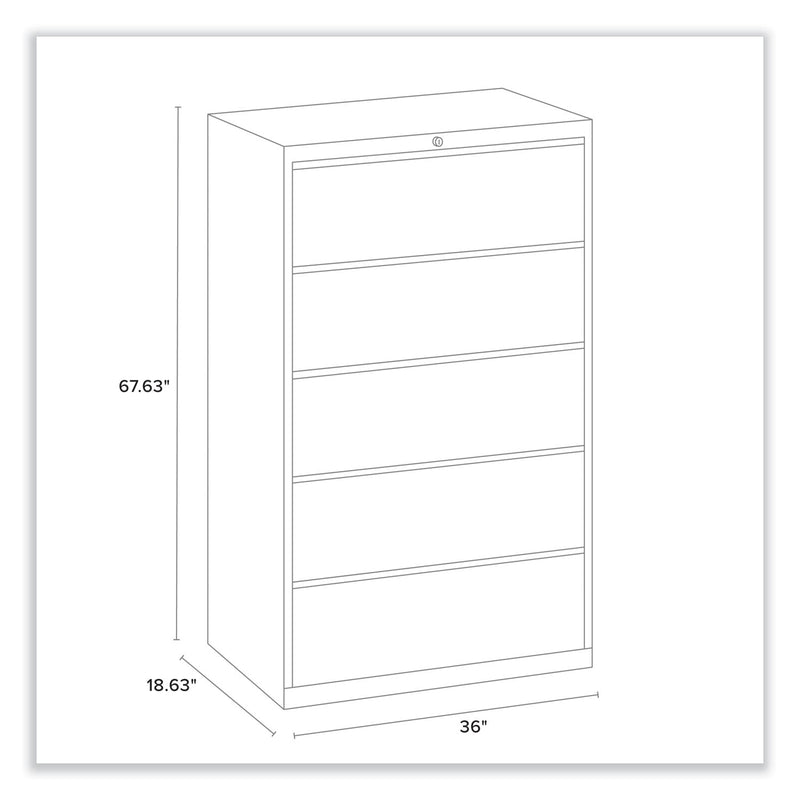 Alera Lateral File, 5 Legal/Letter/A4/A5-Size File Drawers, Charcoal, 36" x 18.63" x 67.63"