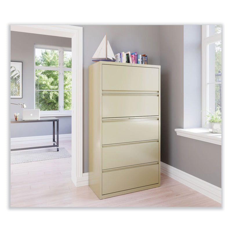 Alera Lateral File, 5 Legal/Letter/A4/A5-Size File Drawers, Putty, 36" x 18.63" x 67.63"