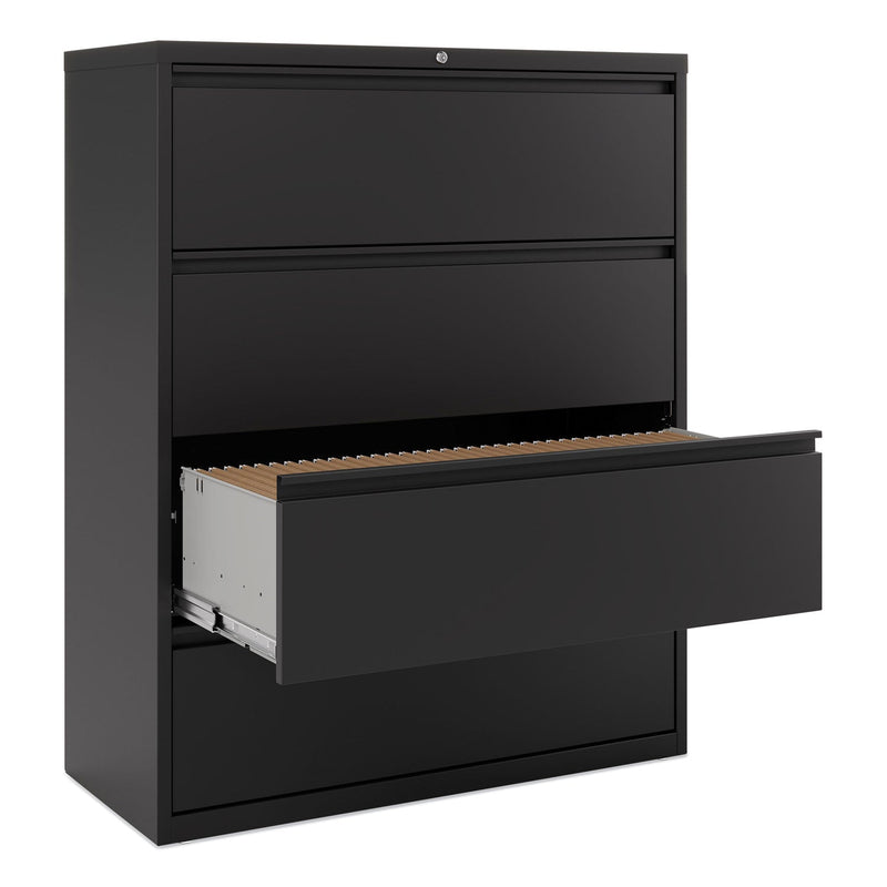 Alera Lateral File, 4 Legal/Letter-Size File Drawers, Black, 42" x 18.63" x 52.5"
