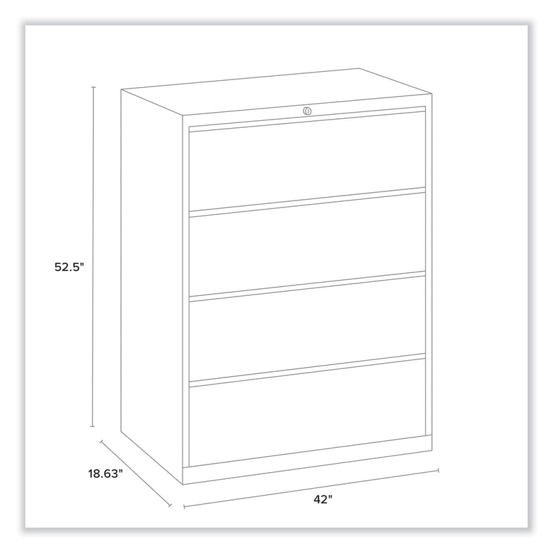 Alera Lateral File, 4 Legal/Letter-Size File Drawers, Black, 42" x 18.63" x 52.5"