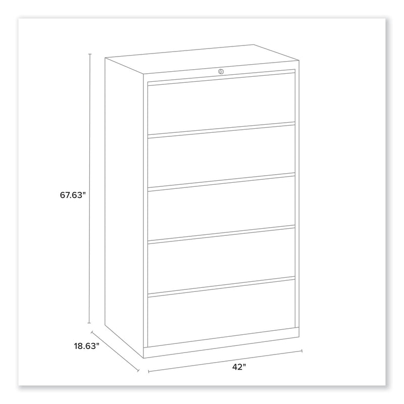 Alera Lateral File, 5 Legal/Letter/A4/A5-Size File Drawers, Black, 42" x 18.63" x 67.63"