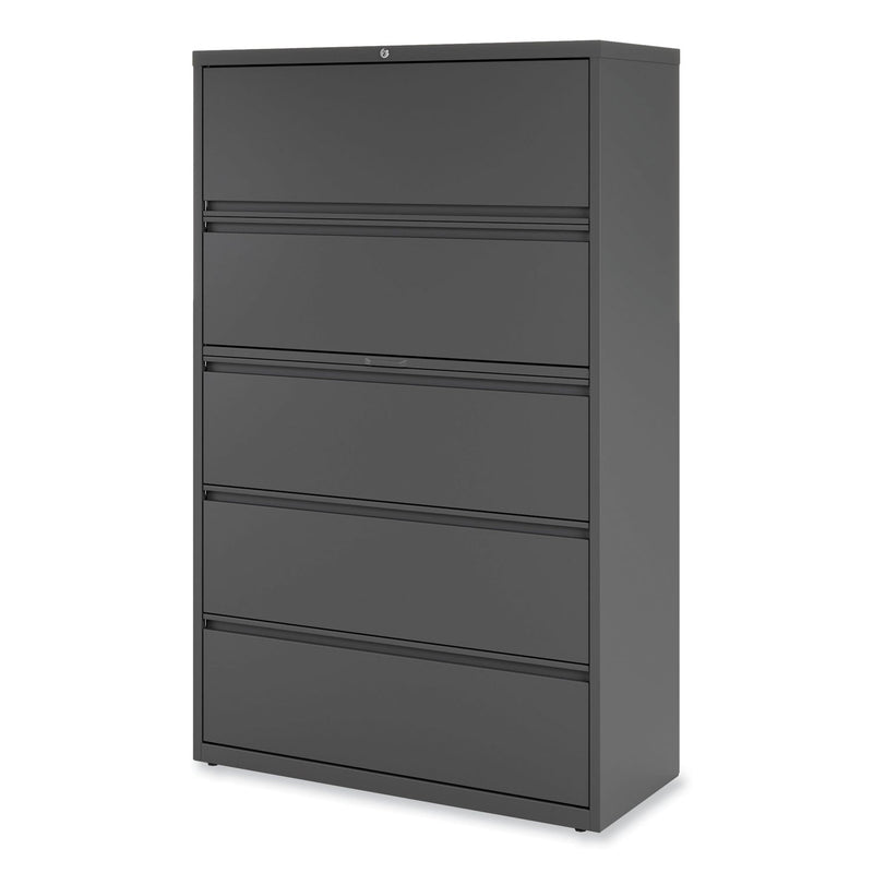 Alera Lateral File, 5 Legal/Letter/A4/A5-Size File Drawers, 1 Roll-Out Posting Shelf, Light Gray, 42" x 18.63" x 67.63"