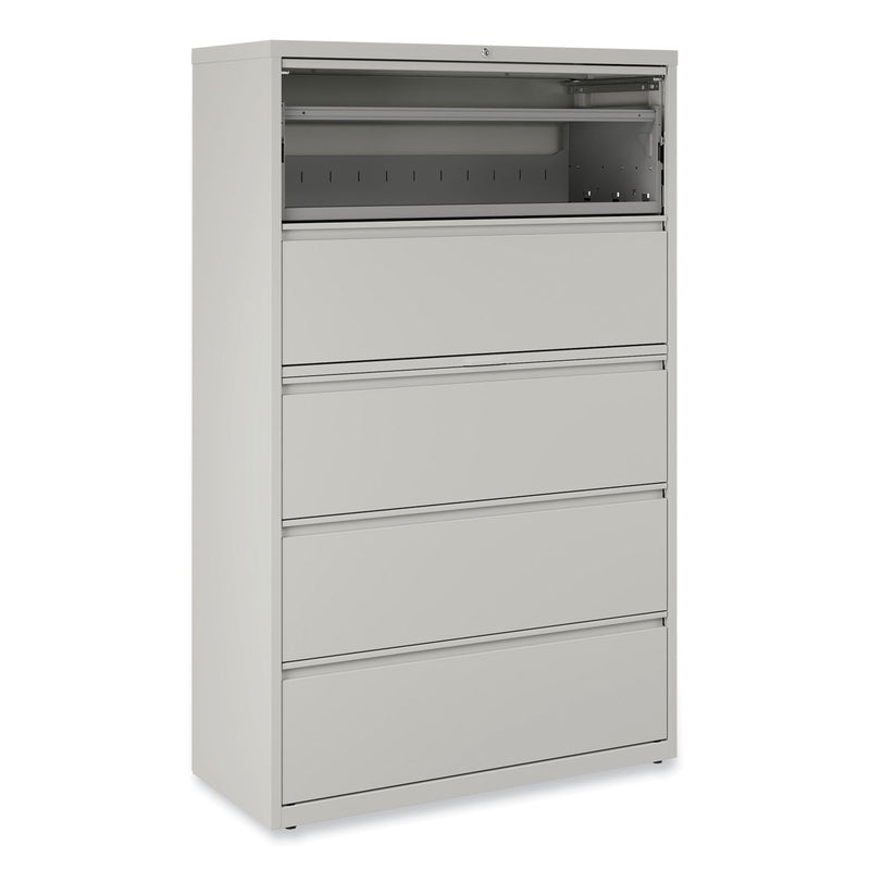 Alera Lateral File, 5 Legal/Letter/A4/A5-Size File Drawers, 1 Roll-Out Posting Shelf, Light Gray, 42" x 18.63" x 67.63"