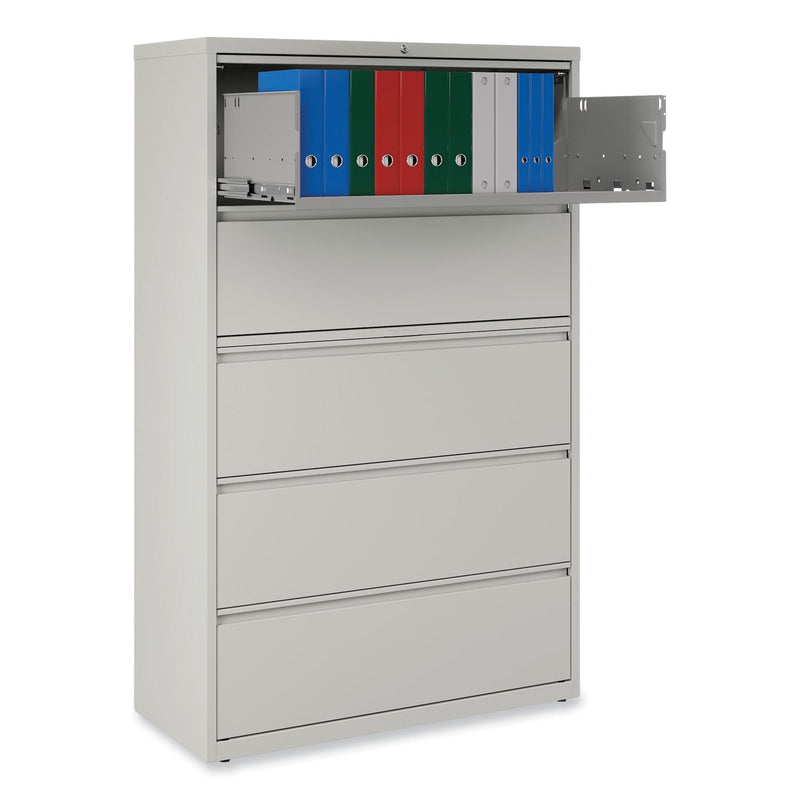 Alera Lateral File, 5 Legal/Letter/A4/A5-Size File Drawers, 1 Roll-Out Posting Shelf, Light Gray, 42" x 18.63" x 67.63"