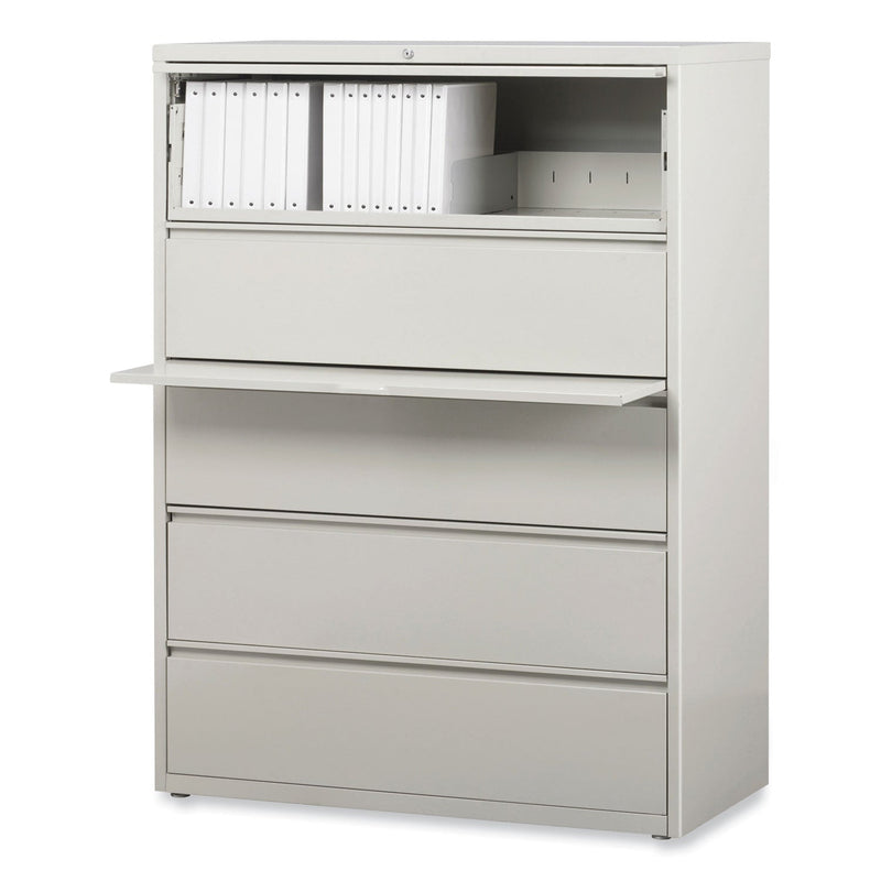 Alera Lateral File, 5 Legal/Letter/A4/A5-Size File Drawers, 1 Roll-Out Posting Shelf, Light Gray, 42" x 18.63" x 67.63"