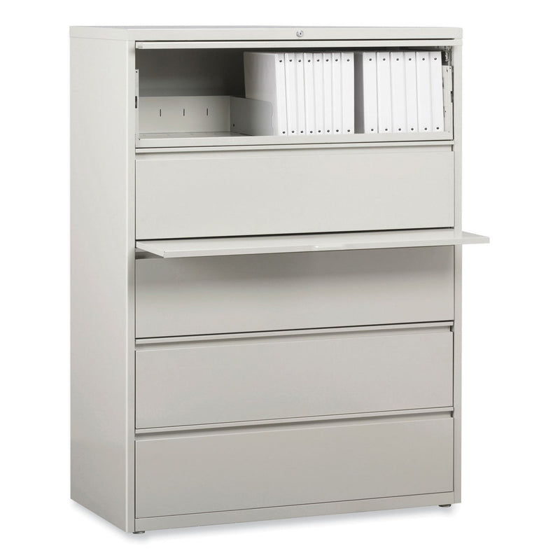Alera Lateral File, 5 Legal/Letter/A4/A5-Size File Drawers, 1 Roll-Out Posting Shelf, Light Gray, 42" x 18.63" x 67.63"