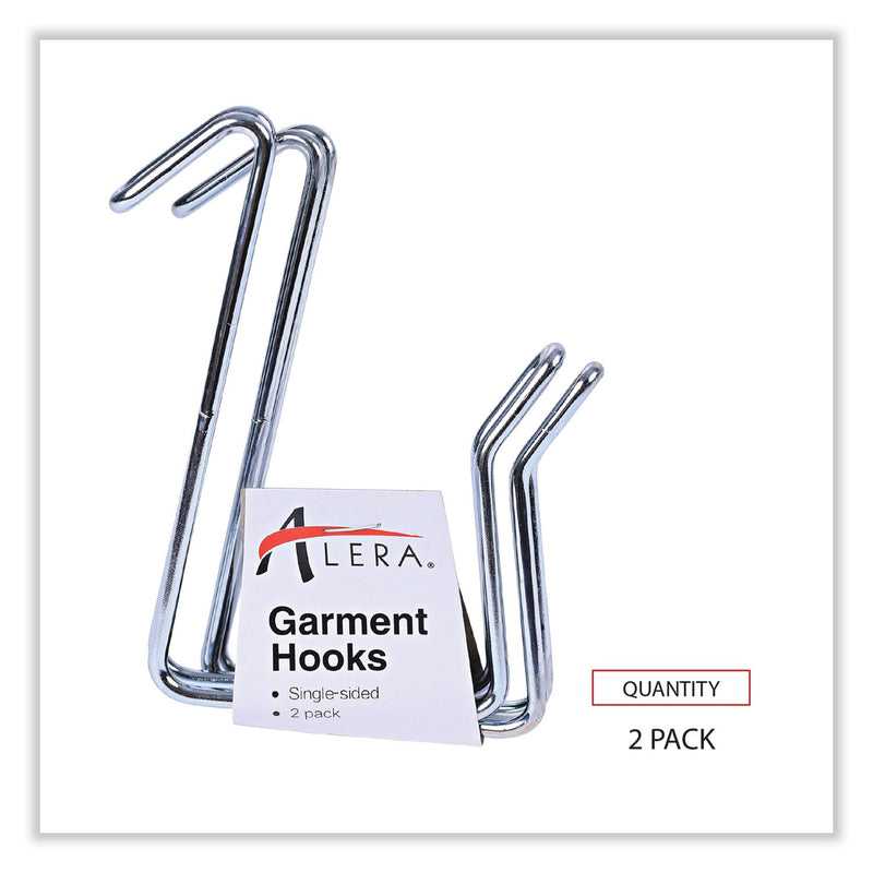 Alera Single Sided Partition Garment Hook, Steel, 0.5 x 3.13 x 4.75, Over-the-Door/Over-the-Panel Mount, Silver, 2/Pack