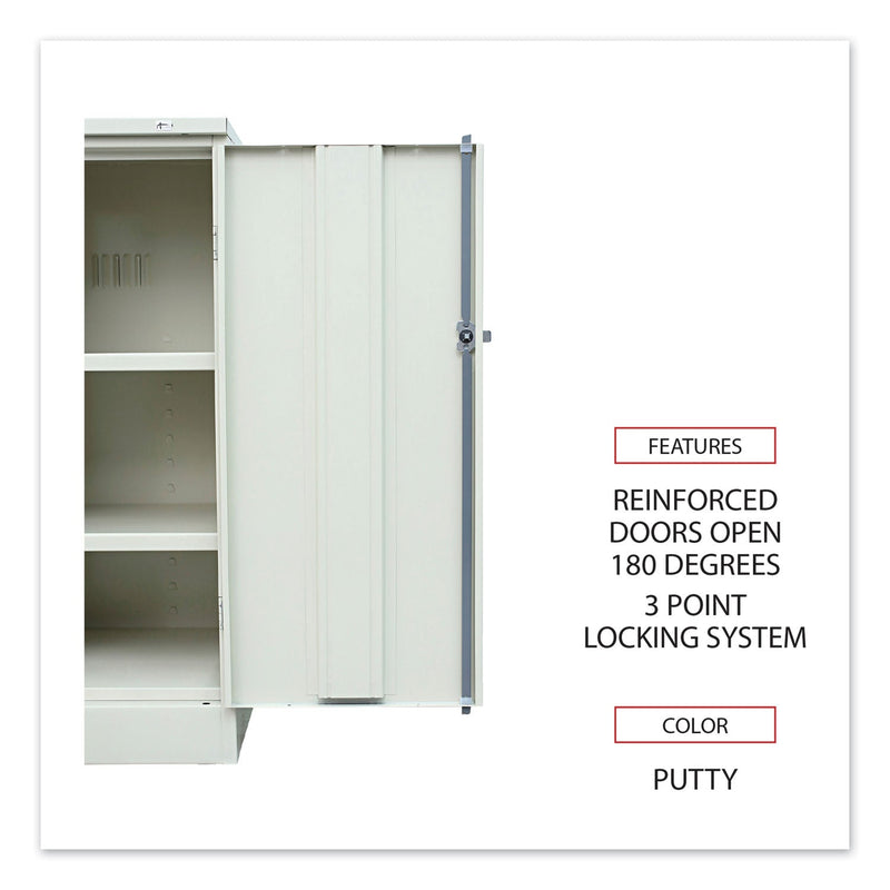Alera Assembled 42" High Heavy-Duty Welded Storage Cabinet, Two Adjustable Shelves, 36w x 18d, Putty