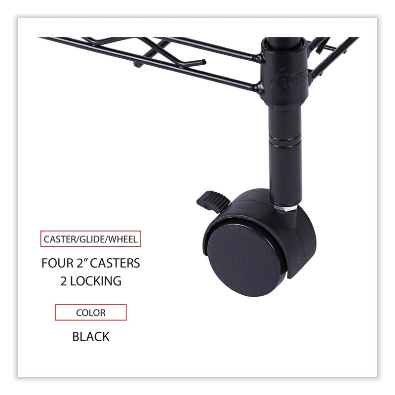 Alera Compact File Cart for Side-to-Side Filing, Metal, 1 Shelf, 1 Bin, 15.25" x 12.38" x 21", Black