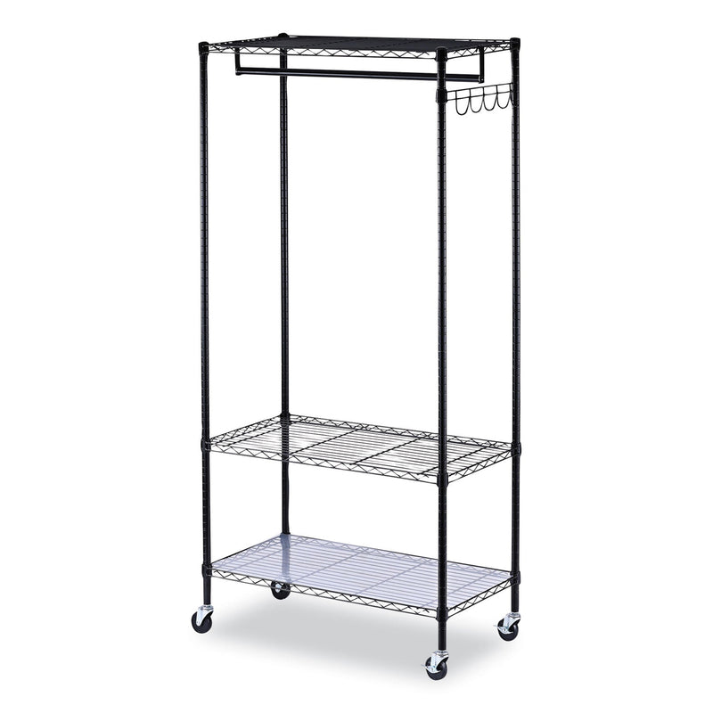 Alera Wire Shelving Garment Rack, 30 Garments, 36w x 18d x 75h, Black
