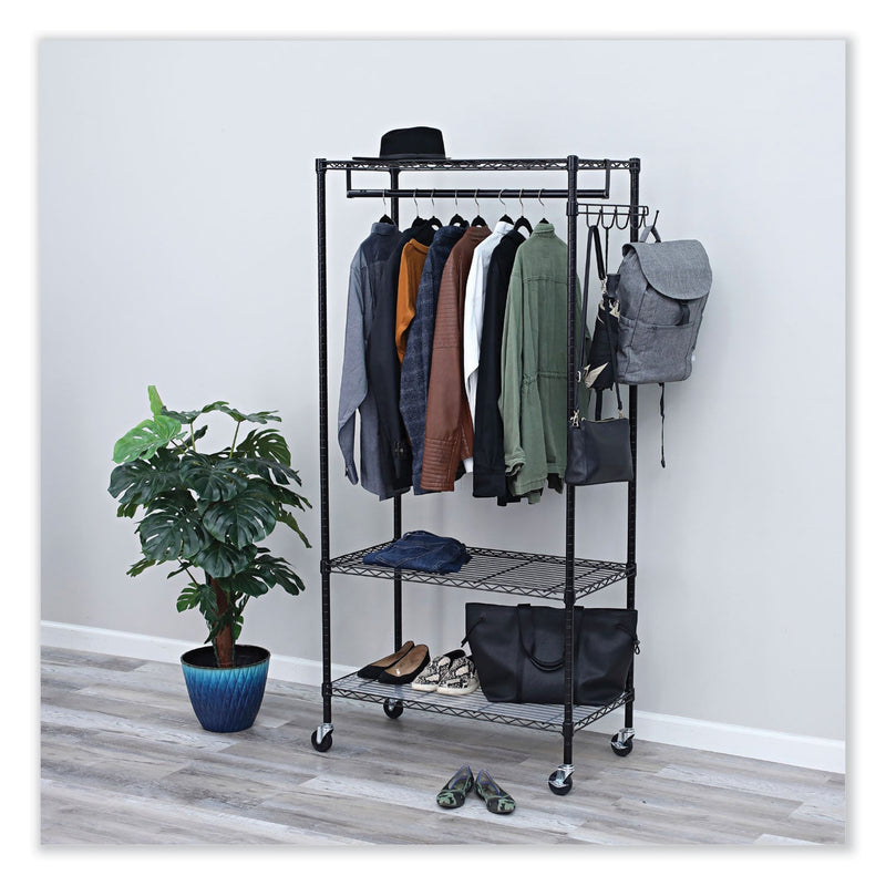 Alera Wire Shelving Garment Rack, 30 Garments, 36w x 18d x 75h, Black